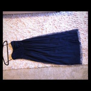 Navy Blue strapless floor length gown size small